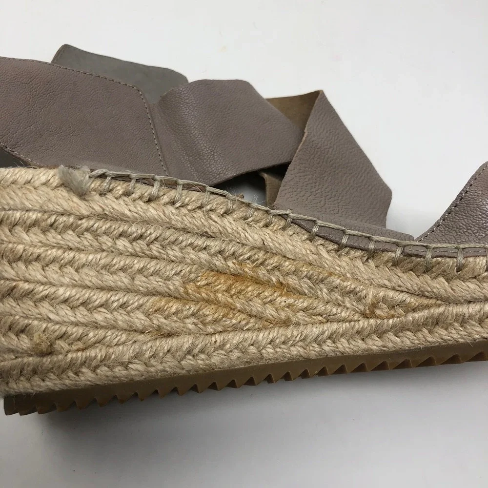 Eileen Fisher Willow Espadrille Wedge Sandal Womens 8 Beige Wide Strap Boho